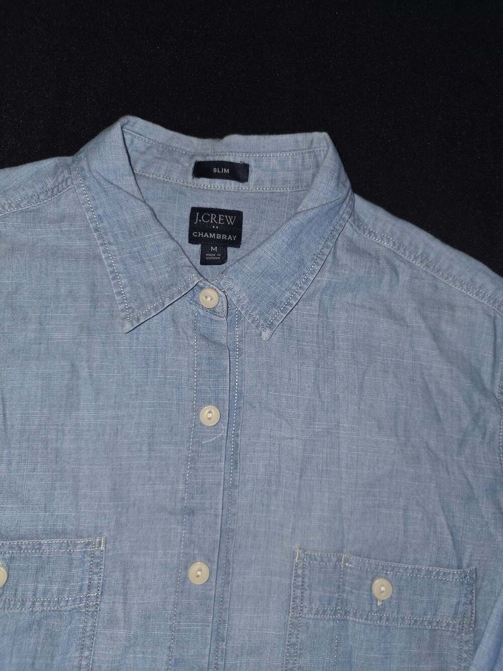 J. Crew Chambray Slim Shirt Size M Blue Long Sleeve Button Up